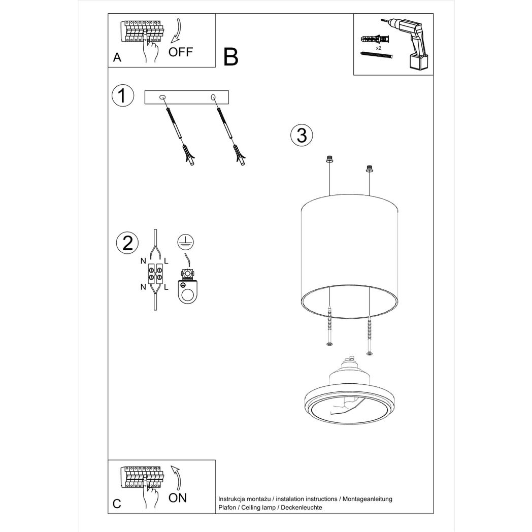 Sollux Lighting Tiube Aluminium Ceiling Light with GU10 Spot – Modern Design, Grey