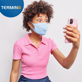Termin8 Water Repellent Reusable Face Mask with Double Layer & Stretchy Earloops – Adult/Teen, Blue