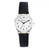 Ravel Ladies Classic Watch – White/Silver Dial, Black Leather Strap