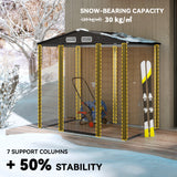 Outsunny 6.2 x 4.3ft Galvanised Steel Garden Shed with Vents & Sloped Roof – Outdoor Tool Storage, Oak