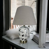Oriental Floral Ceramic Table Lamp with Drum Shade – Decal Patterns, Soft Ambient Lighting