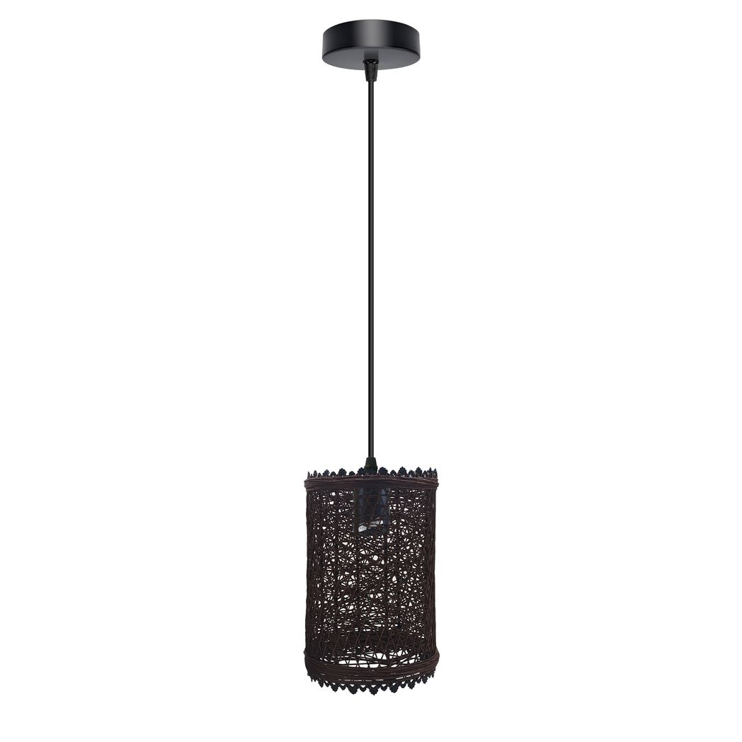 LEDSONE Handmade Wicker Rattan Pendant Light with E27 Holder & Adjustable 95cm Cord – Boho Lampshade