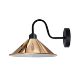 Vintage Swan Neck Wall Light with Cone Shade and E27 Socket – Dimmable Indoor Wall Sconce, Rose Gold