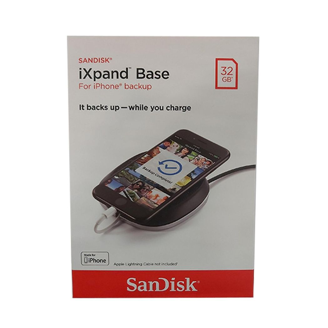 SanDisk iXpand Base for iPhone Charging and Backup, 32GB – Automatic Backup, 15W Fast Charging, Black