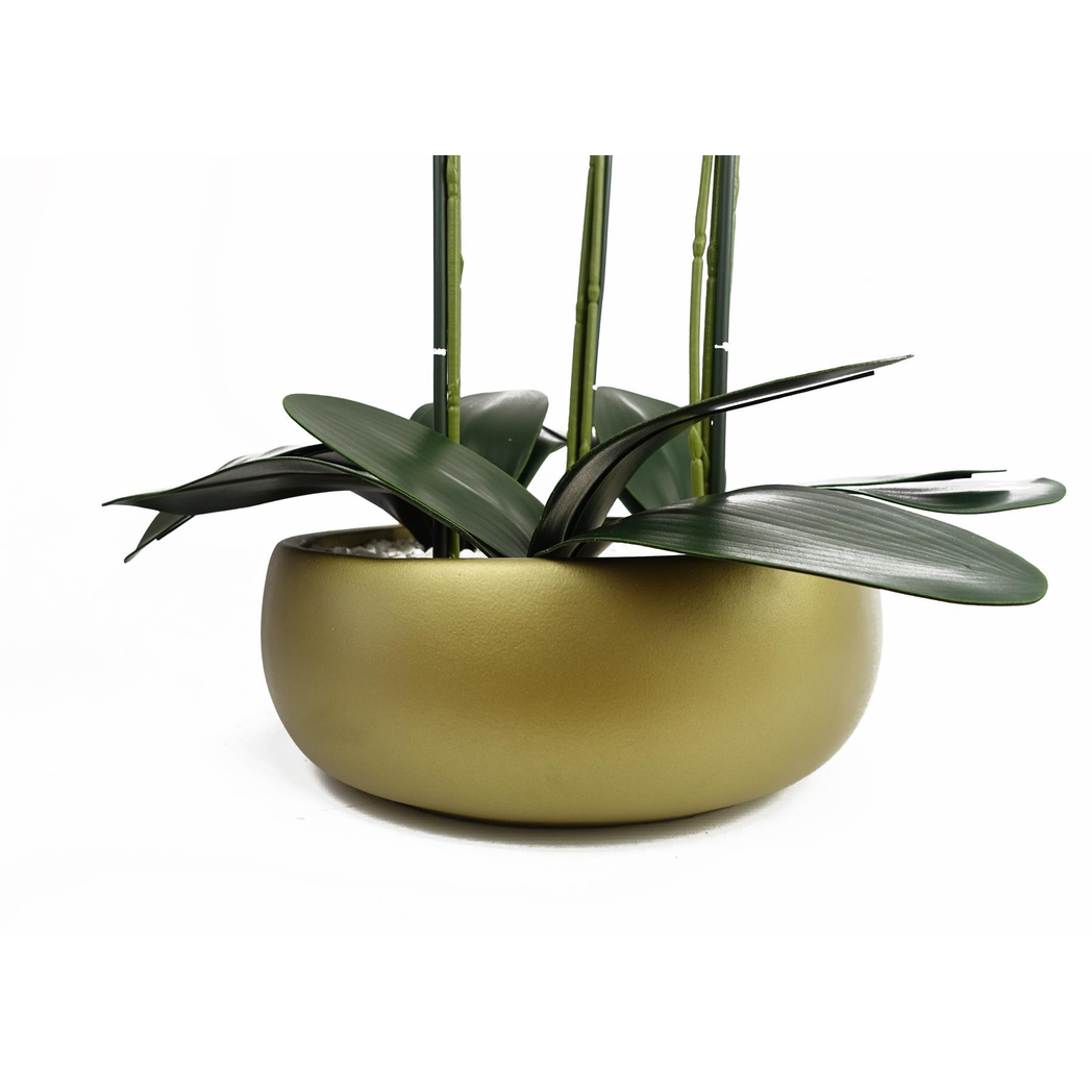 60cm Artificial Black Orchid – Gold Ceramic Planter
