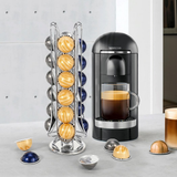 Vinsani 24 Pod Rotating Coffee Capsule Holder for Vertuo with Non-Slip Surface – Space-Saving Swivel Stand, Chrome