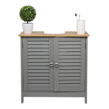 Modern Under-Sink Bathroom Cabinet with Double Slatted Doors, Waterproof MDF – Space-Saving Storage, Grey