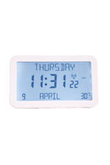 Avilo Backlit Full Disclosure Radio Controlled Clock with Easy-Read 2.5cm Digits – 6 Languages, White