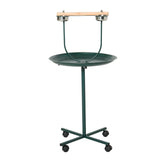 PawHut Bird Perch Stand with Wheels, Tray & 2 Stainless Steel Bowls – T-Stand for Small to Medium Birds, Green