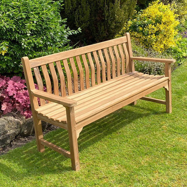 AcaciaHome teak wave back 3 seater garden bench
