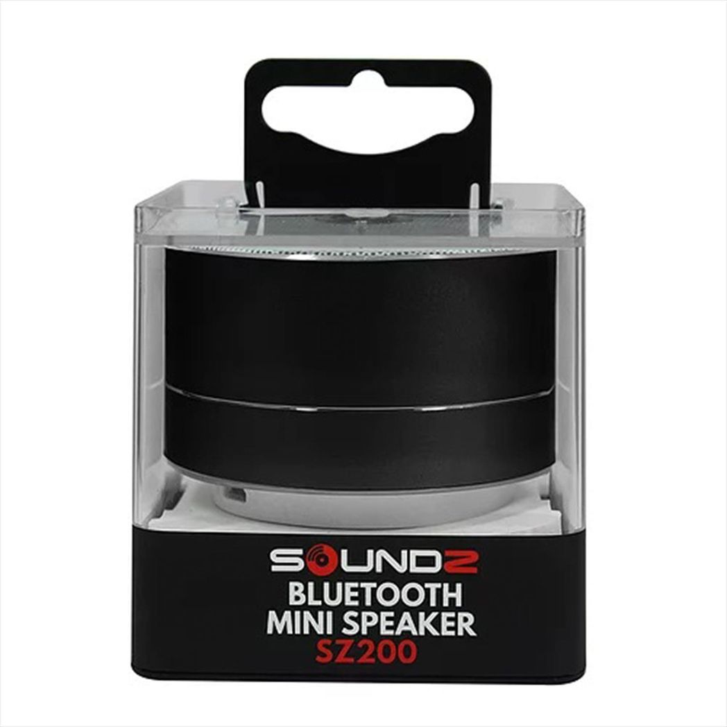 Soundz Portable Wireless Bluetooth Speaker with Metal Casing, Hands-Free Support & Blue LED Light, Black