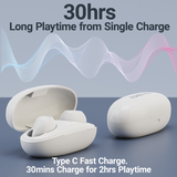 Majority Tru Bio True Wireless Earbuds with Touch Controls & Fast Charging – Eco-Friendly, Clear White