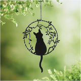 Avilo Hanging Solar Cat Garden Light with 24cm Chain – Powder-Coated Iron Outdoor Decoration