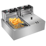 ZOKOP EH82 Double Cylinder Electric Deep Fryer, 12L Stainless Steel Twin Tank – 2 x 2500W, UK Plug