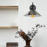 Vintage Swan Neck Wall Light with Cone Shade and E27 Socket – Dimmable Indoor Wall Sconce, Satin Nickel