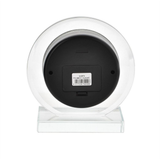 Wm. Widdop Round Glass Mantel Clock with Quartz Movement – Contemporary Shelf Clock with Clear Dial
