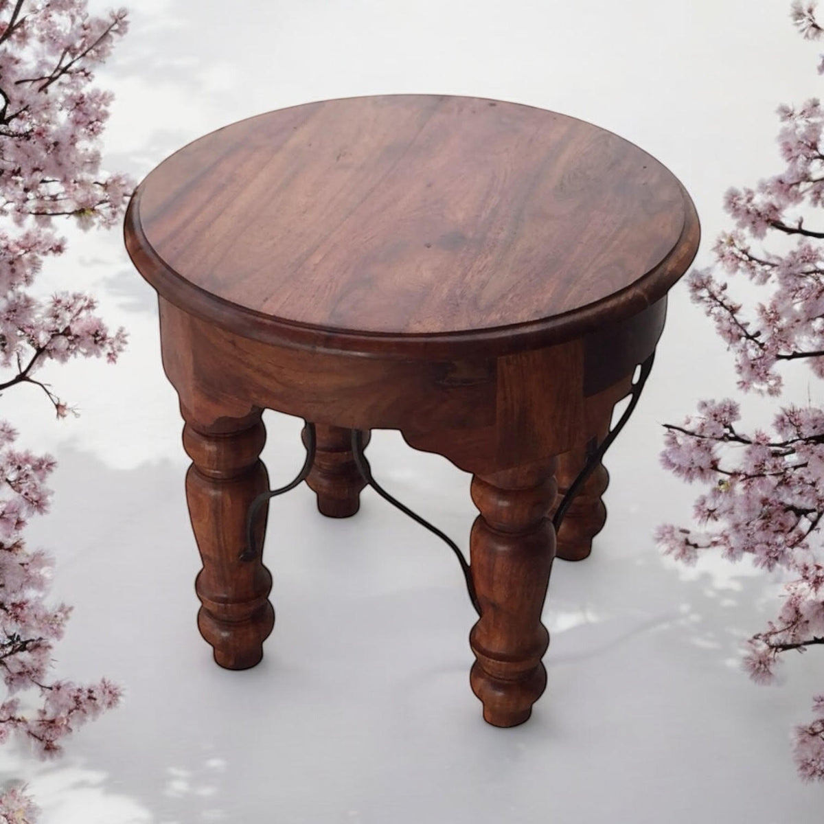 AcaciaHome Round Wooden Dining Table – Classic Design for Dining, Kitchen or Living Room, Deep Brown