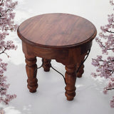 AcaciaHome Round Wooden Dining Table – Classic Design for Dining, Kitchen or Living Room, Deep Brown