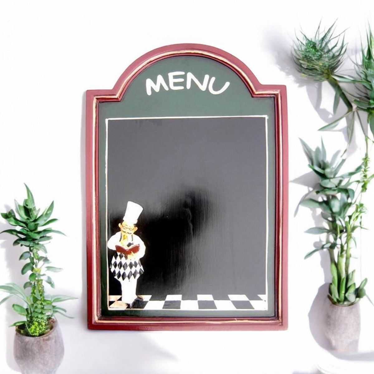 Wall-Mounted Chalkboard Memo Menu Board with Wooden Frame – Kitchen, Bistro & Restaurant, 60 x 40cm Square, Green