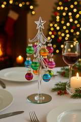 Avilo Glass Christmas Tree with Baubles – Eye-Catching Tabletop, Shelf and Mantelpiece Decoration
