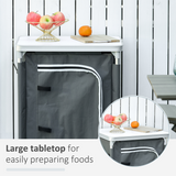 Outsunny Camping Kitchen Table with 2-Shelf Cupboard & Aluminium Frame – Portable Cook Station with Carry Bag