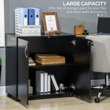 HOMCOM 2-Tier Locking Office Storage Cabinet with Two Keys – Home Office File Storage, Black