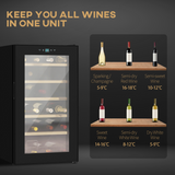 HOMCOM 24 Bottle Wine Fridge with Glass Door, Touch Screen Control & LED Light – Freestanding Wine Cooler