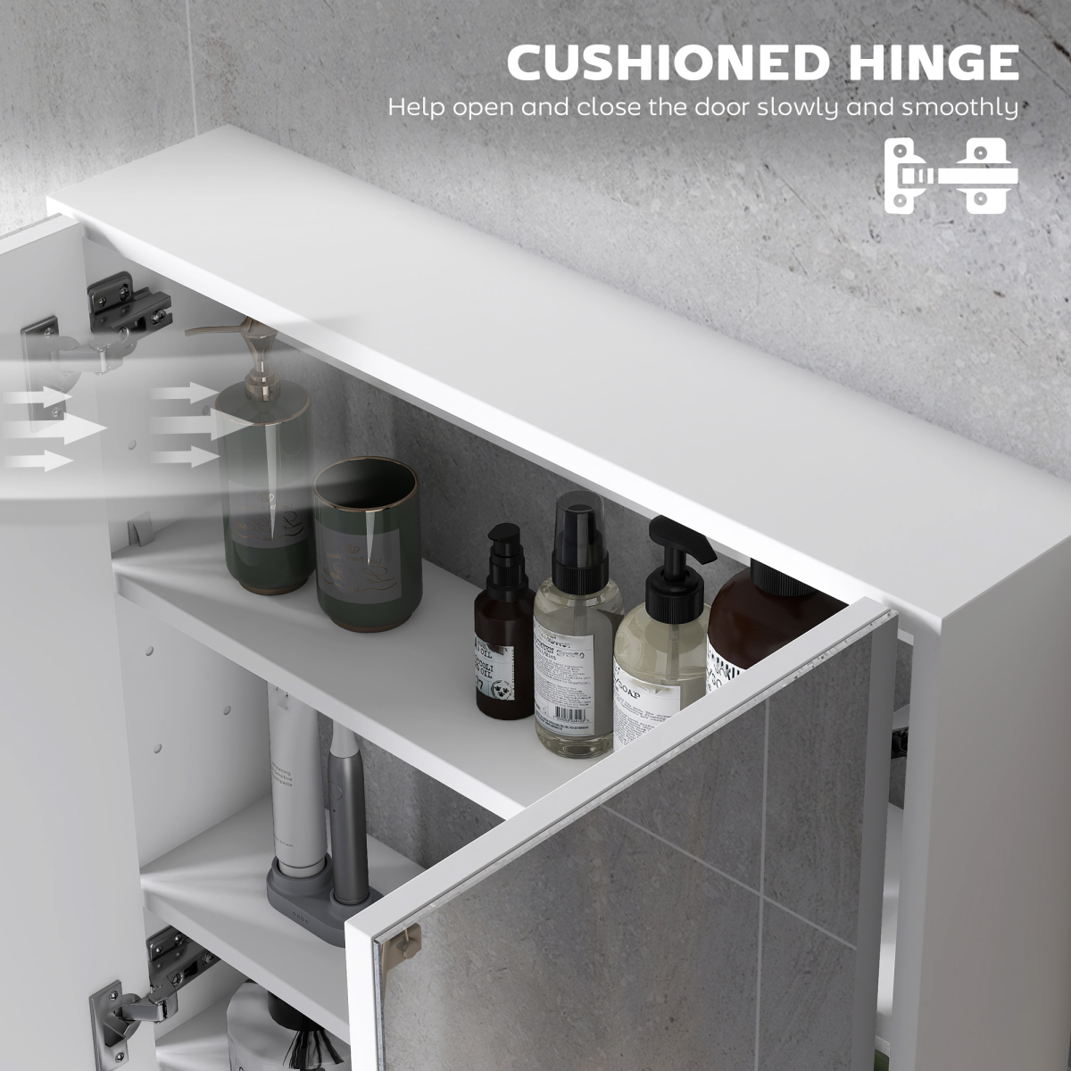 Wall-Mounted Bathroom Mirror Cabinet with Soft-Close Doors & Adjustable Shelf – 60 x 60cm, White