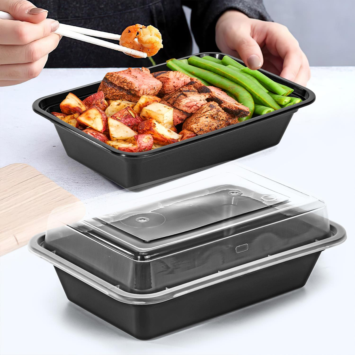VINSANI 20-Pack Single Compartment Meal Prep Containers with Lids – Airtight Stackable Lunch Boxes