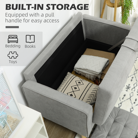 Modern Grey Loveseat Sofa tufted backrest detail