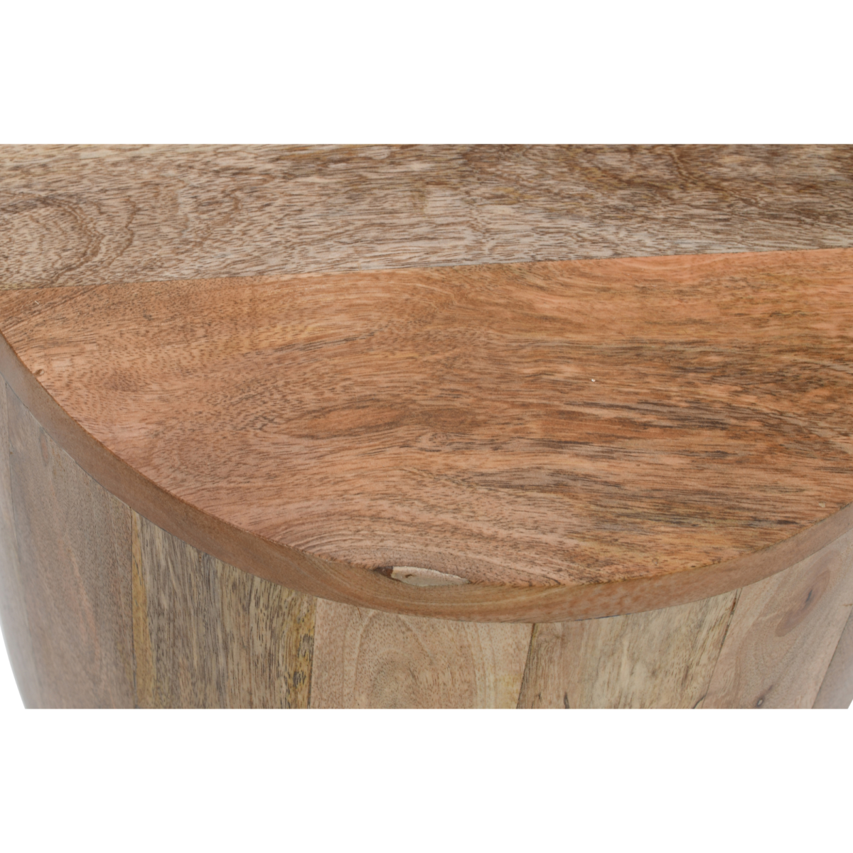 Surrey Handmade Drum Side Table in Solid Mango Wood – Eco-Sourced Natural Timber Sofa & Bedside Table