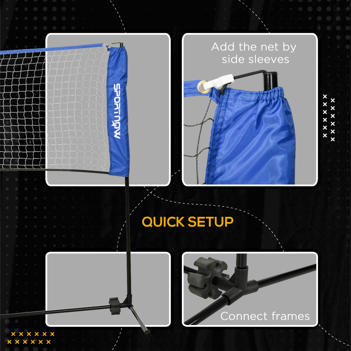 SPORTNOW 4m Badminton Net, Adjustable 107–155cm Height – Sports Net for Tennis, Pickleball & Volleyball, Blue