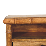 Artisan Furniture Solid Wood Bamboo Open Bedside with 1 Drawer & 1 Shelf – Amber Oak Finish, Brown