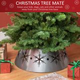 HOMCOM Christmas Tree Base Cover with Hollow Snowflake Patterns – Festive Tree Stand Skirt, Silver