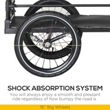 HOMCOM Folding Bike Trailer with Suspension & Quick-Release Wheels – Steel Cargo Wagon, 40kg Capacity, Black