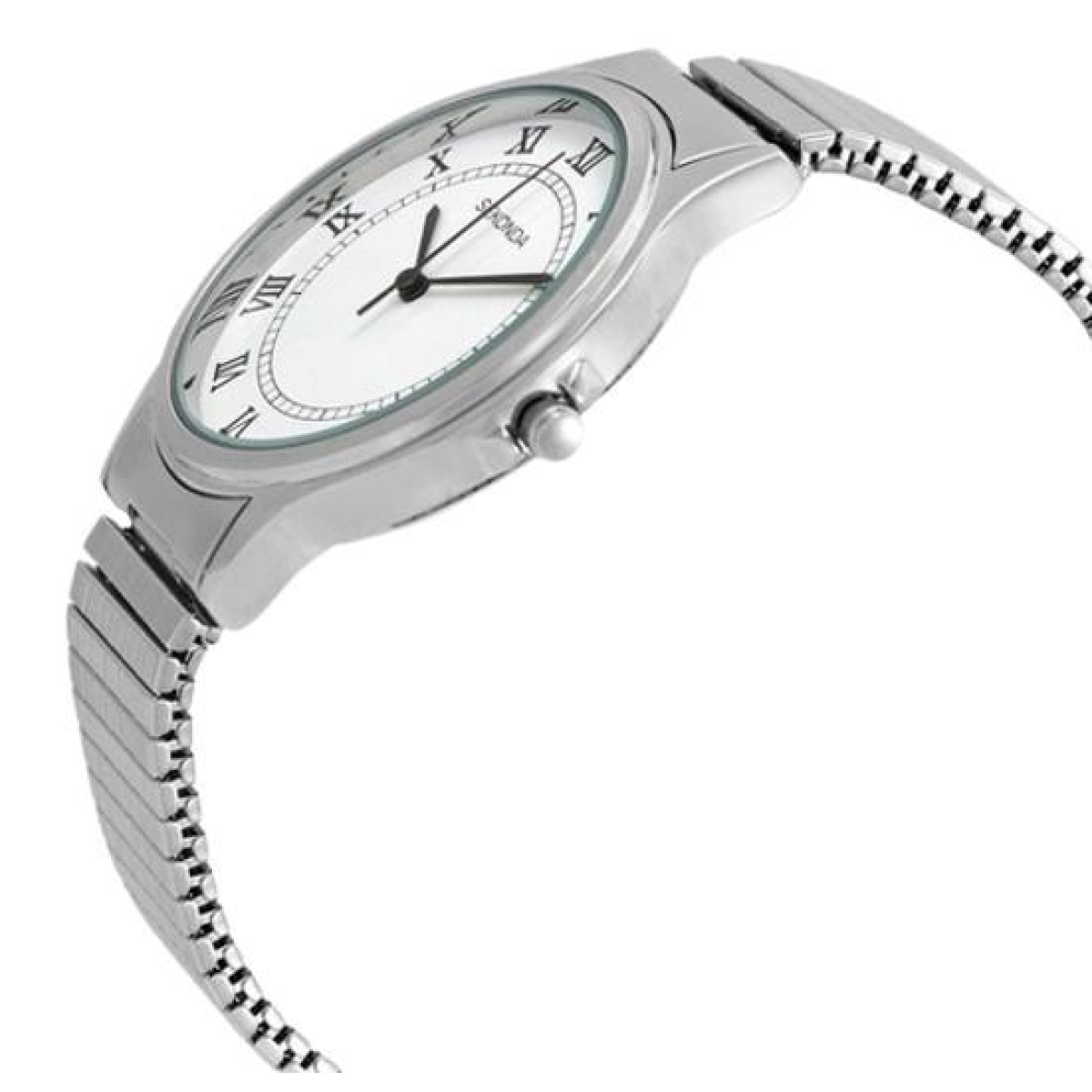 Sekonda Men's Watch, White Roman Numeral Dial, Silver Expandable Bracelet – 3022B