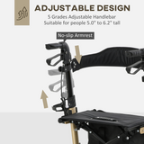 HOMCOM Lightweight Aluminium Folding Rollator Walker with Seat, Storage Bag & 4 Wheels – Mobility Aid