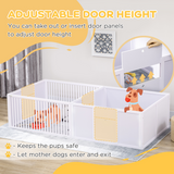 PawHut 7 Panel Puppy Pen with Three Doors – Indoor Two-Room Dog Playpen, White