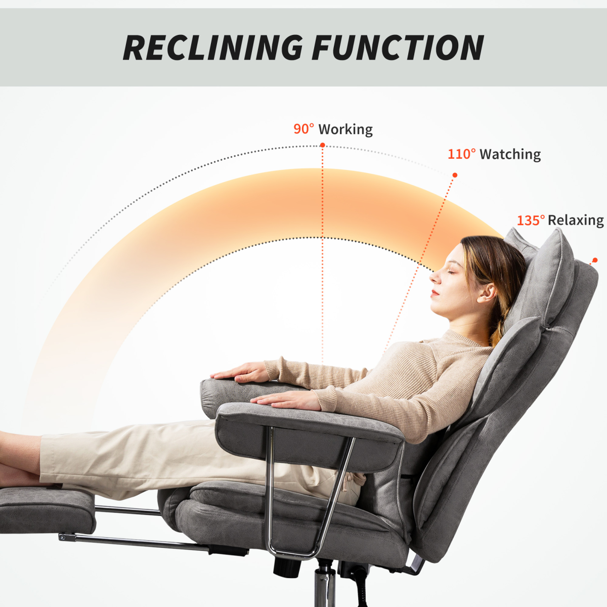 High Back Reclining Gaming Chair with Footrest & Lumbar Pillow – Leathaire Swivel Computer Chair, Grey
