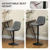 Set of 2 Adjustable Swivel Bar Stools with High Backs & Gas Lift – Linen-Look Counter Chairs, Charcoal Grey