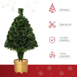 HOMCOM 2ft Pre-Lit Artificial Tabletop Christmas Tree with Fibre Optic & LED Lights – Multi-Colour, Green