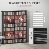 HOMCOM CD and DVD Storage Tower – Holds 720 CDs or 396 DVDs/Blu-rays, Black