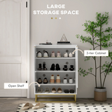 HOMCOM Shoe Cabinet with 2 Chevron Doors & Adjustable Shelf – Hallway Storage for 12 Pairs