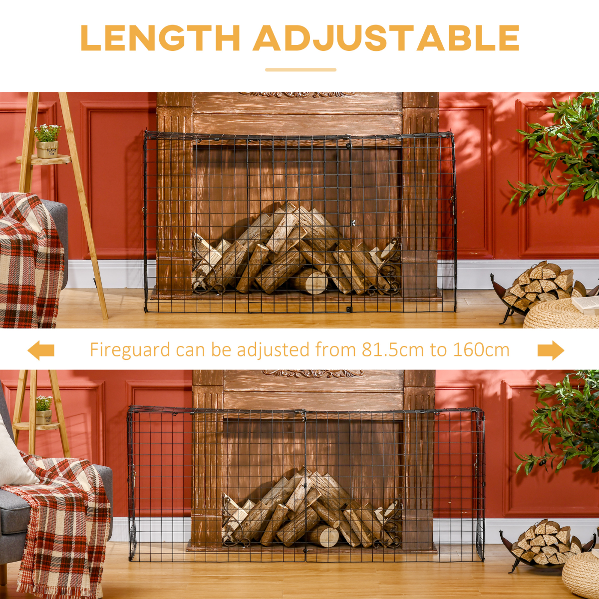 HOMCOM Extendable Fireguard Screen – Sturdy Fire Safety Guard for Children and Pets, Black