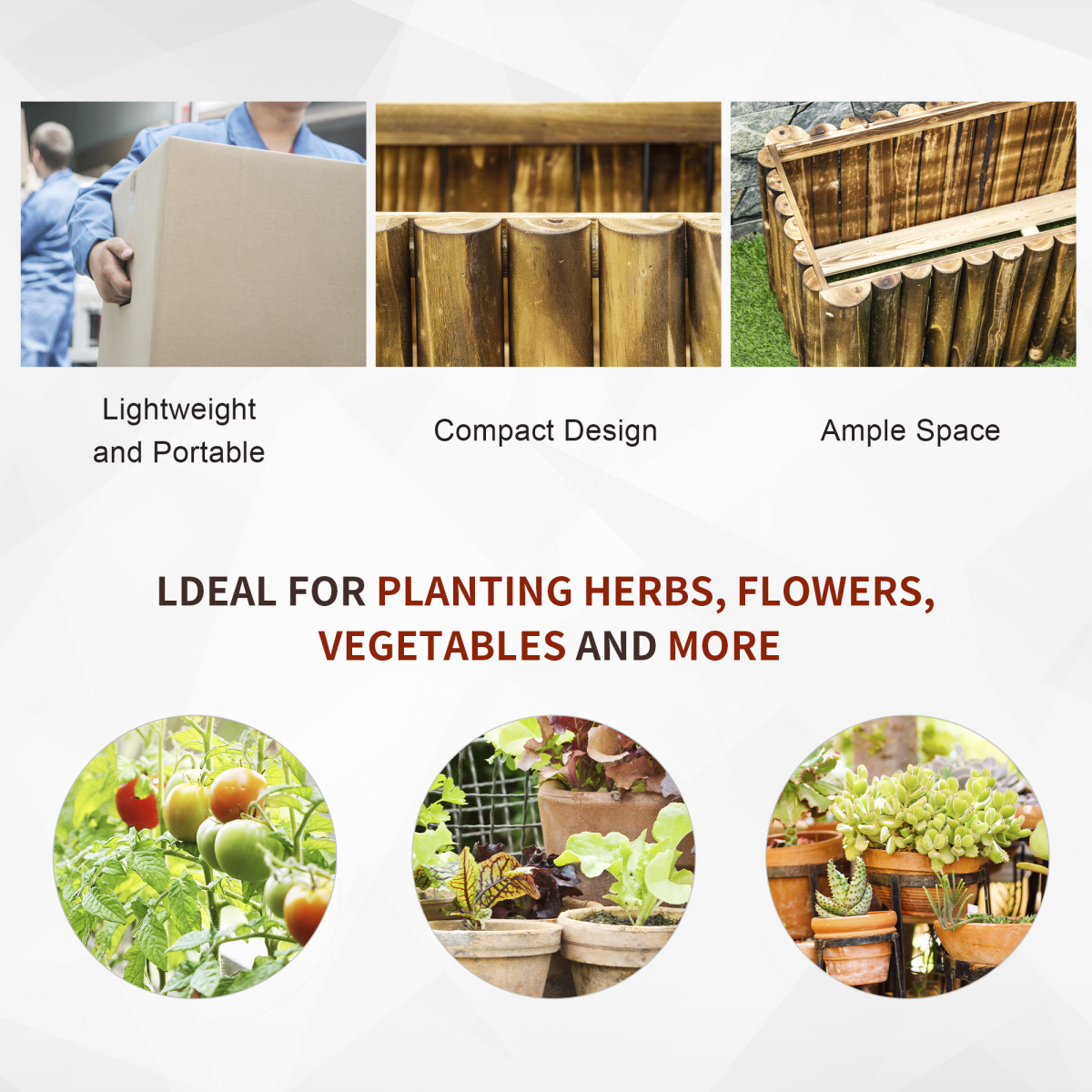 Outsunny Wooden Fir Raised Planter on 4 Feet – Flower Bed for Herbs & Vegetables, 100 x 40 x 40cm