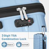 2-Piece Luggage Set with 20" Trolley Case and 14" Hand Case, V-Stripe PP Shell, Sky Blue