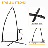 Outsunny Heavy Duty Metal C-Frame Hammock Chair Stand with Side Table – Indoor & Outdoor, Stand Only