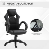 Vinsetto Executive Racing Gaming Chair with Adjustable Height and 360° Swivel – PU Leather Desk Chair, Black
