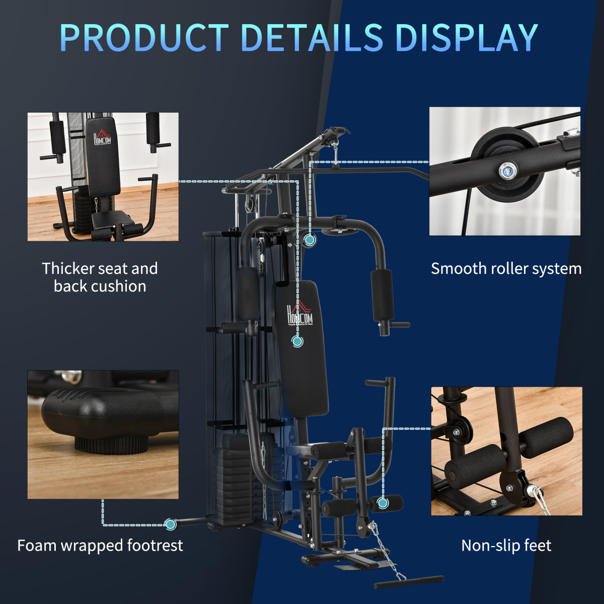 HOMCOM Multifunction Home Gym with Dual Press Arm & Leg Developer – Full-Body Strength Training Station