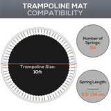 SPORTNOW Trampoline Mat with 54 V-Hooks – UV-Protected Jumping Mat for 10ft Round Trampoline, Black